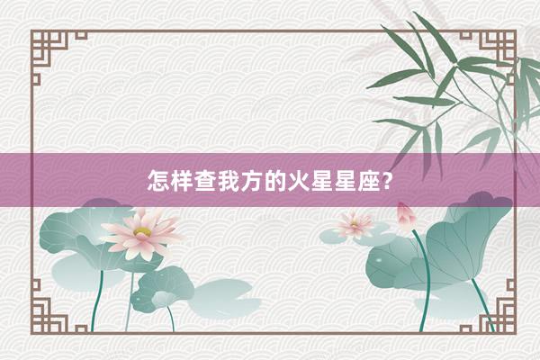 怎样查我方的火星星座？